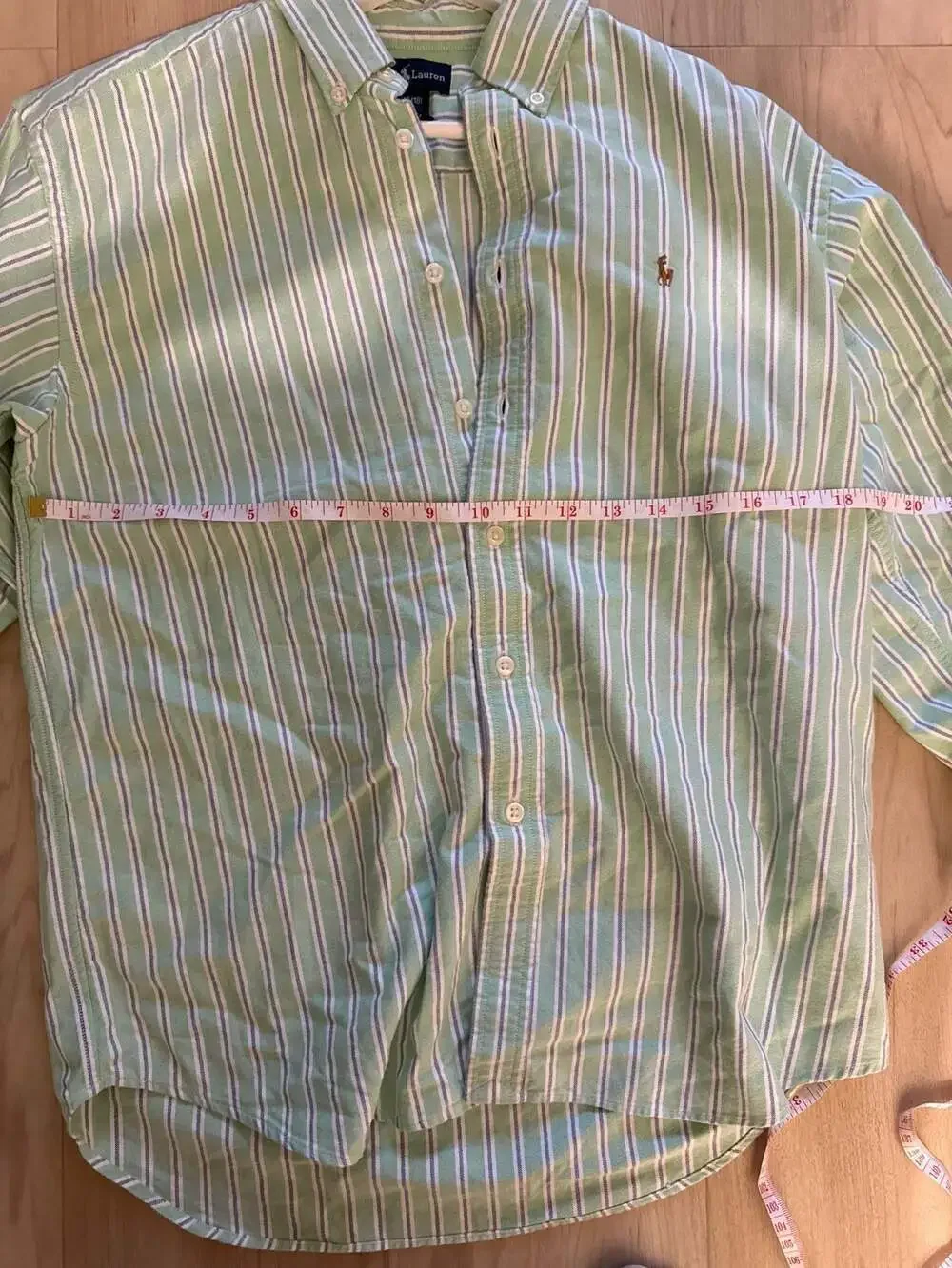 Ralph Lauren Boys Green Striped Oxford Button Down Shirt Size L (16/18)